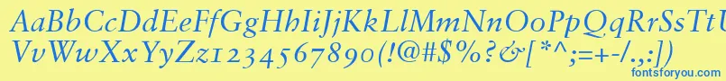 SabonItalicOldstyleFigures Font – Blue Fonts on Yellow Background