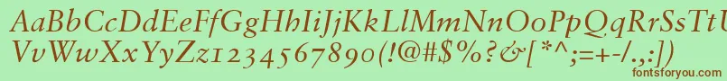 SabonItalicOldstyleFigures Font – Brown Fonts on Green Background