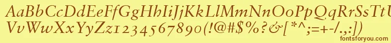 SabonItalicOldstyleFigures Font – Brown Fonts on Yellow Background