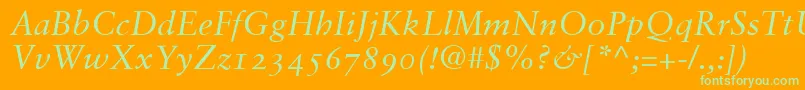 SabonItalicOldstyleFigures Font – Green Fonts on Orange Background