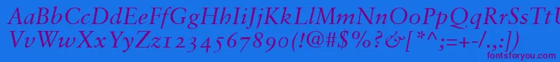 SabonItalicOldstyleFigures Font – Purple Fonts on Blue Background