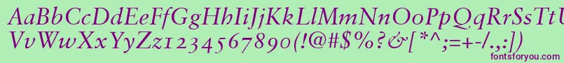 SabonItalicOldstyleFigures Font – Purple Fonts on Green Background
