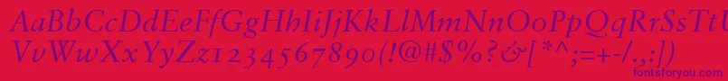 SabonItalicOldstyleFigures Font – Purple Fonts on Red Background