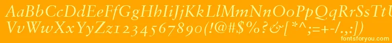SabonItalicOldstyleFigures Font – Yellow Fonts on Orange Background