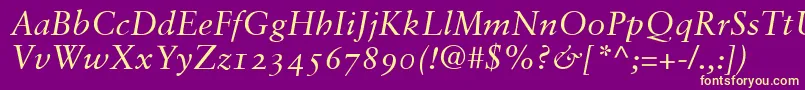 SabonItalicOldstyleFigures Font – Yellow Fonts on Purple Background
