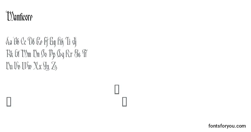 Schriftart Manticore – Alphabet, Zahlen, spezielle Symbole