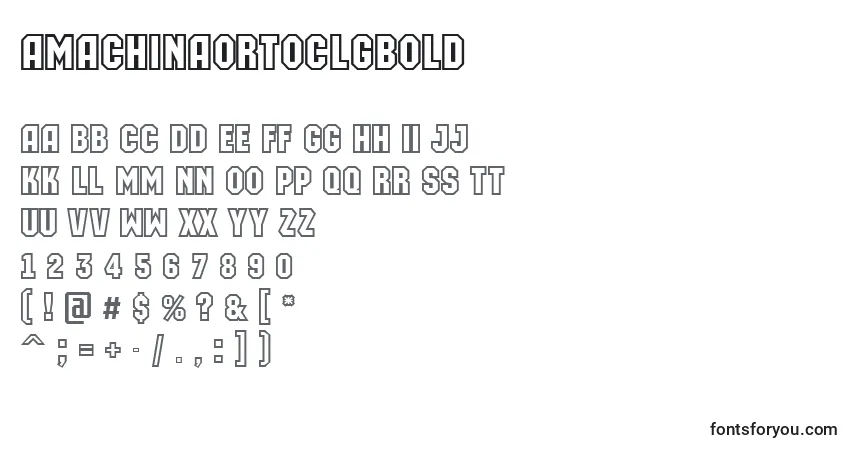 Czcionka AMachinaortoclgBold – alfabet, cyfry, specjalne znaki