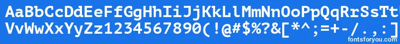 Czcionka Ptm75f – białe czcionki na niebieskim tle