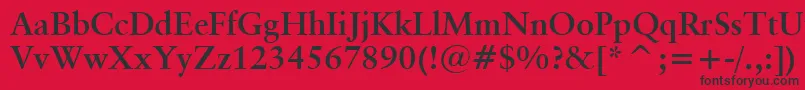 フォントClassicalGaramondBoldBt – 赤い背景に黒い文字