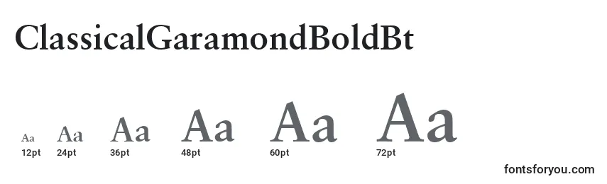 Размеры шрифта ClassicalGaramondBoldBt