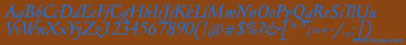 SerapioniitxnItalic-Schriftart – Blaue Schriften auf braunem Hintergrund