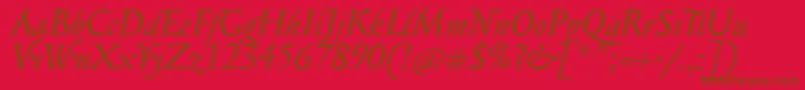 Fonte SerapioniitxnItalic – fontes marrons em um fundo vermelho