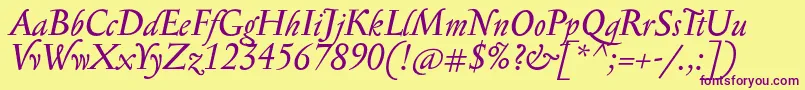 SerapioniitxnItalic Font – Purple Fonts on Yellow Background