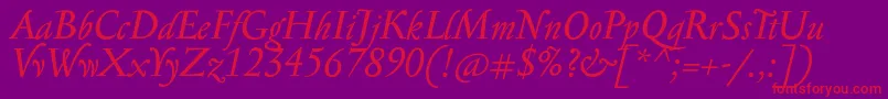 SerapioniitxnItalic Font – Red Fonts on Purple Background