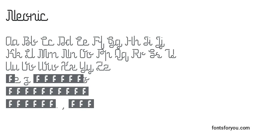 Schriftart Neonic – Alphabet, Zahlen, spezielle Symbole