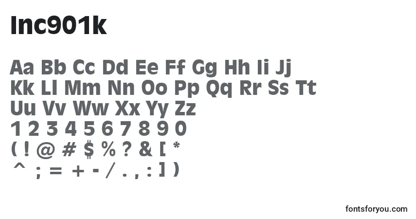 A fonte Inc901k – alfabeto, números, caracteres especiais
