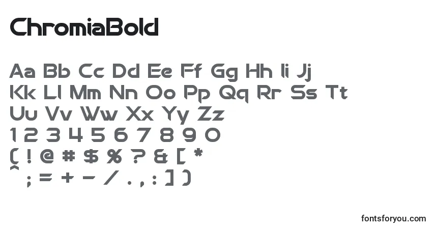 Schriftart ChromiaBold – Alphabet, Zahlen, spezielle Symbole