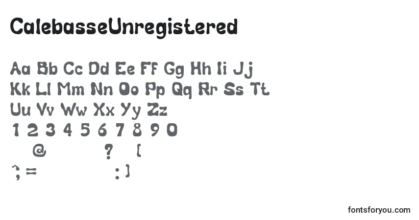 Шрифт CalebasseUnregistered – алфавит, цифры, специальные символы