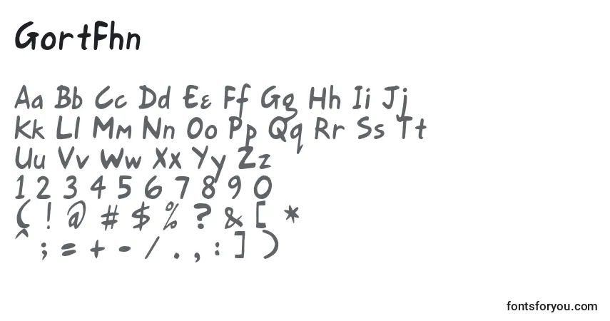 Czcionka GortFhn – alfabet, cyfry, specjalne znaki