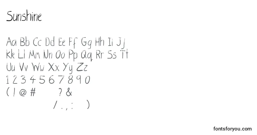 Шрифт Sunshine – алфавит, цифры, специальные символы