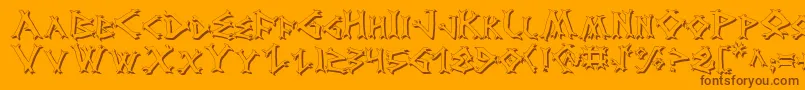 DragonOrderShadow-Schriftart – Braune Schriften auf orangefarbenem Hintergrund