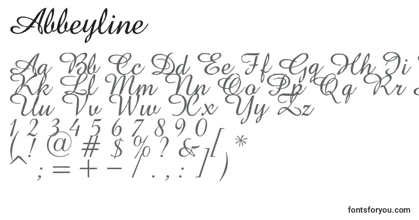 Schriftart Abbeyline – Alphabet, Zahlen, spezielle Symbole