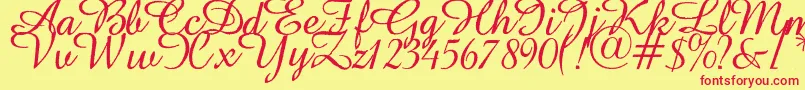 Abbeyline-Schriftart – Rote Schriften auf gelbem Hintergrund