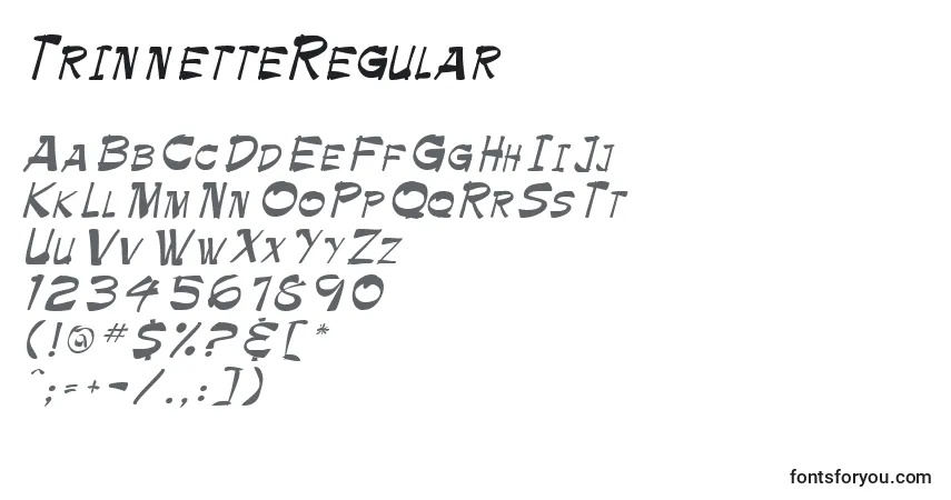 TrinnetteRegular Font – alphabet, numbers, special characters