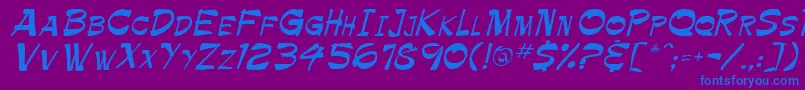 TrinnetteRegular-Schriftart – Blaue Schriften auf violettem Hintergrund