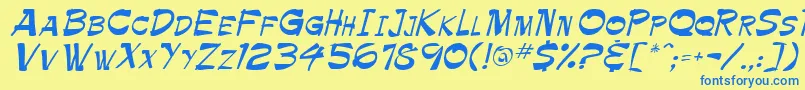 TrinnetteRegular Font – Blue Fonts on Yellow Background