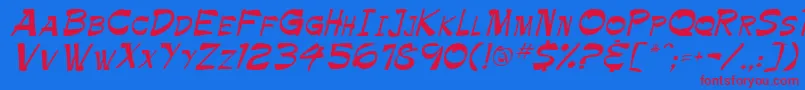 TrinnetteRegular Font – Red Fonts on Blue Background