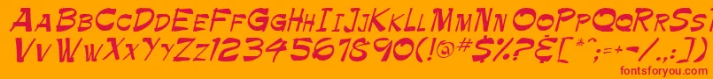 TrinnetteRegular-Schriftart – Rote Schriften auf orangefarbenem Hintergrund