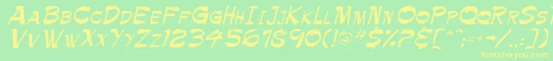 TrinnetteRegular Font – Yellow Fonts on Green Background
