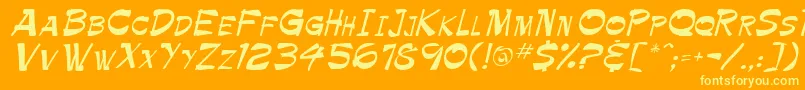 TrinnetteRegular-Schriftart – Gelbe Schriften auf orangefarbenem Hintergrund