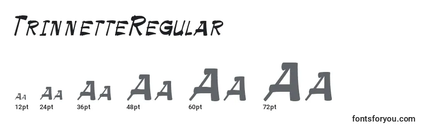 Размеры шрифта TrinnetteRegular