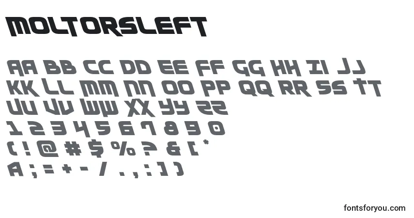 Fuente Moltorsleft - alfabeto, números, caracteres especiales