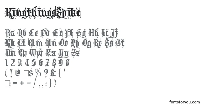 Czcionka KingthingsSpike – alfabet, cyfry, specjalne znaki