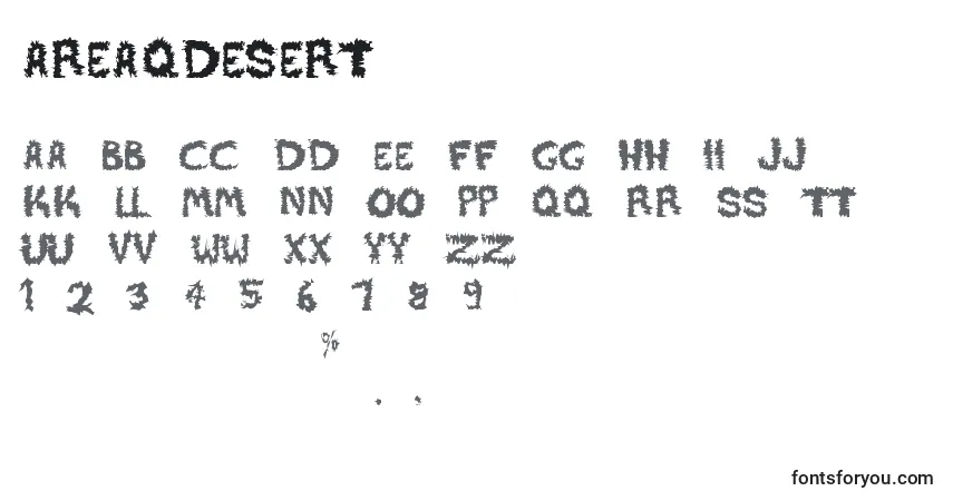 A fonte AreaQDesert – alfabeto, números, caracteres especiais