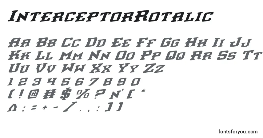 A fonte InterceptorRotalic – alfabeto, números, caracteres especiais