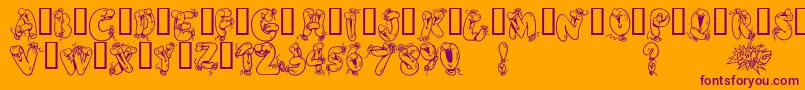 Alphaballoons2-Schriftart – Violette Schriften auf orangefarbenem Hintergrund