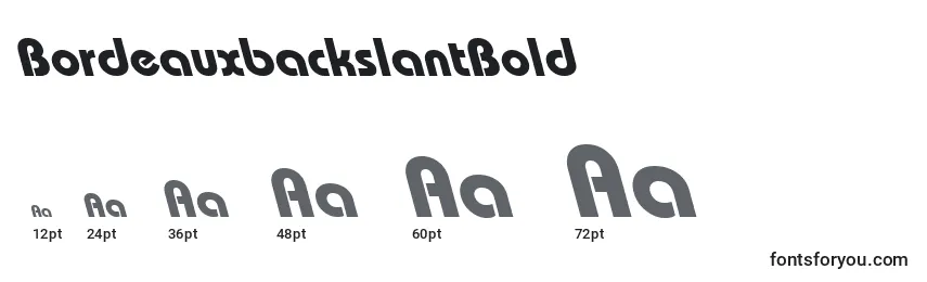 Размеры шрифта BordeauxbackslantBold