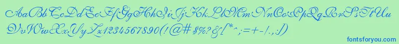 GeSheerScript Font – Blue Fonts on Green Background