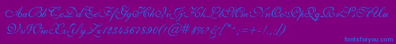 GeSheerScript Font – Blue Fonts on Purple Background