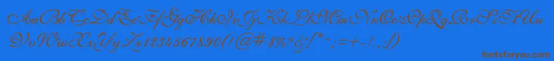 GeSheerScript-Schriftart – Braune Schriften auf blauem Hintergrund