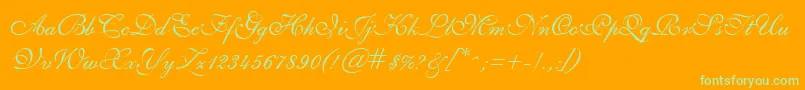 GeSheerScript-Schriftart – Grüne Schriften auf orangefarbenem Hintergrund