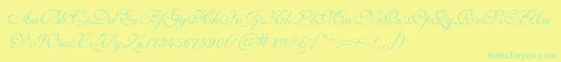 GeSheerScript Font – Green Fonts on Yellow Background