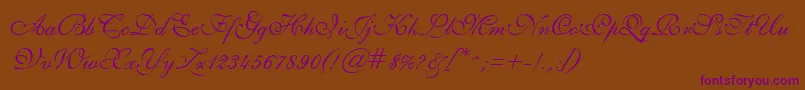 GeSheerScript Font – Purple Fonts on Brown Background