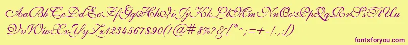 GeSheerScript Font – Purple Fonts on Yellow Background