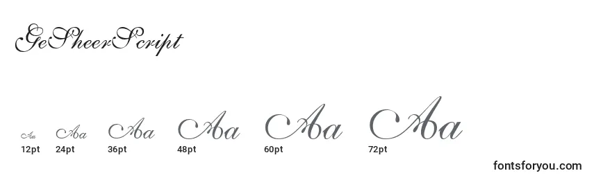 GeSheerScript Font Sizes