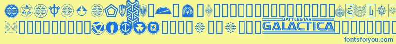 Więcej informacji o czcionce Galacticabats Czcionka Galacticabats – niebieskie czcionki na żółtym tle
